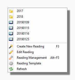 My Readings Menu